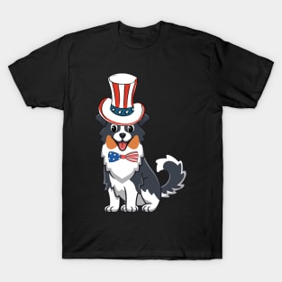 Funny collie dog is wearing uncle sam hat T-Shirt